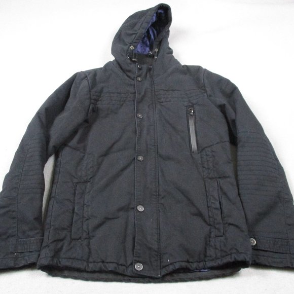 G Star Raw Jacket Boys XL Black Hooded Canvas Military Inspired Lined Utility - Picture 1 of 11